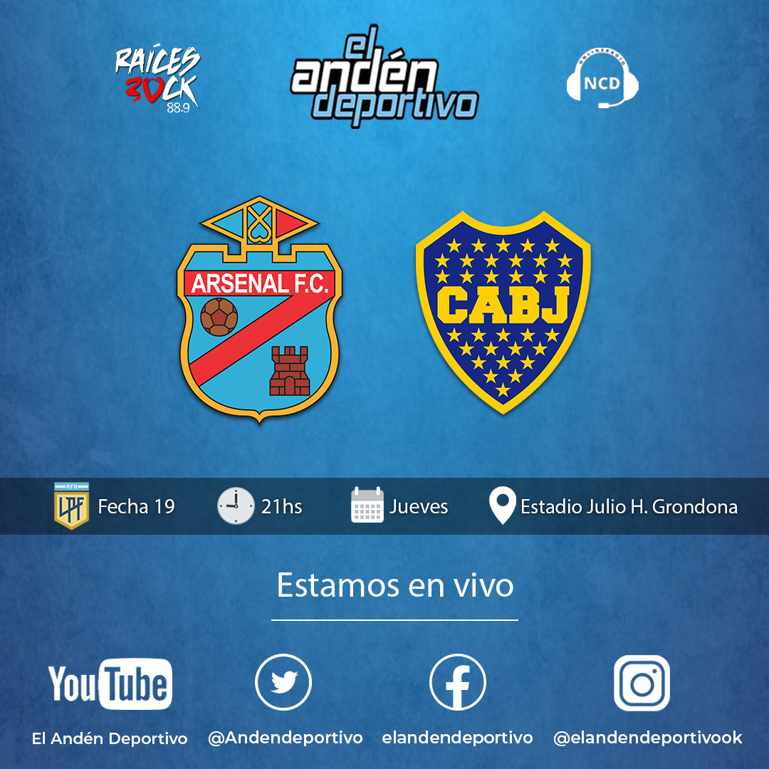 Sumate a una nueva transmisión. Hoy #arsenaldesarandí #Boca  #Fecha19  <a href="/fmraicesrock/">FM Raíces Rock</a> #ncdradioensenada
