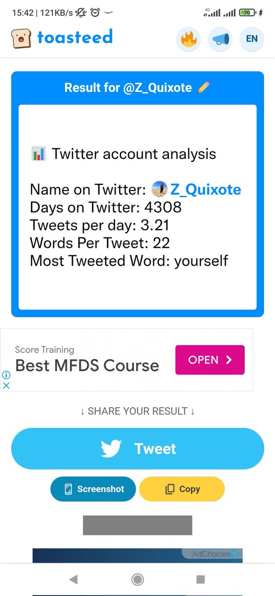 ZackGPT4's tweet image. 📊 Twitter account analysis

Name on Twitter: @Z_Quixote
Days on Twitter: 4308
Tweets per day: 3.21
Words Per Tweet: 22
Most Tweeted Word: yourself

#twitterStats #toasteed
toasteed.com/b9n4s3