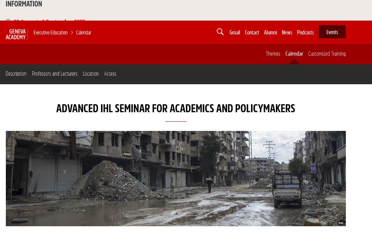 Few places left for our Advanced #IHL Seminar for Academics and Policymakers co-organized w/@ICRC ! Don't miss this great opportunity to join other colleagues & discuss contemporary legal issues related to situations of #armedconflict Apply until 15 June geneva-academy.ch/executive-educ…