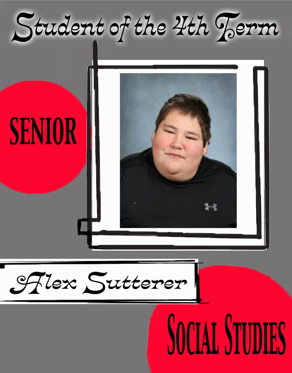 DCGHSCounseling's tweet photo. Alex Sutterer is our senior Student of the Term for Social Studies! "Alex is a hard worker, stays on task, and asks great questions. He leads by example and is a joy to have in class." Congrats Alex! https://t.co/I9LXnvSssK