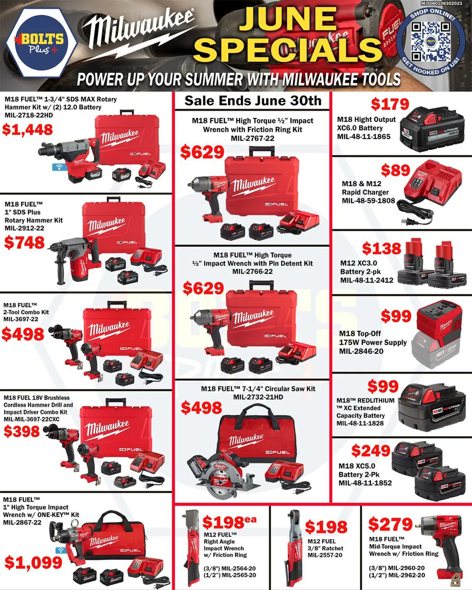 New June specials are on now for @milwaukeetool
Visit your local Bolts Plus or shop online at boltsplus.ca 

#boltsplus #milwaukeetool #powertools #tools #toolsofthetrade #construction #contractors #diy #ontario #canada #canadianownedbusiness