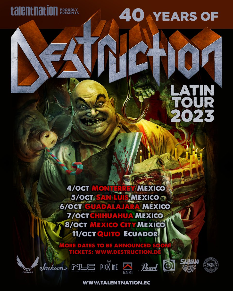 SHOWS IN MEXICO AND ECUADOR CONFIRMED IN OCTOBER!
The craziest fans in the world will get our “40 years anniversary” shows later this year in October!
We are working on some MORE concerts in Latin America via TalentNation.ec
Stay tuned for more infos soon ...🤘🤘🤘