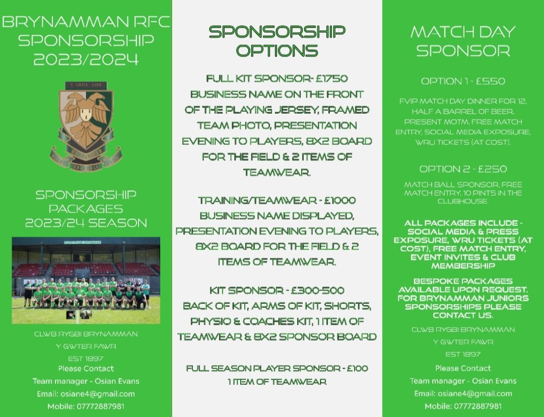 Clwb Rygbi Brynaman - Y Greens tweet media