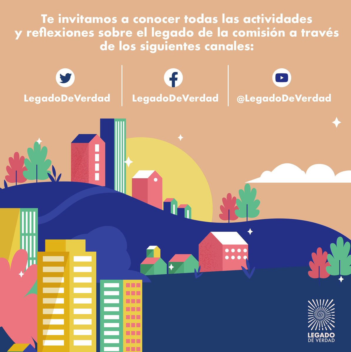 Comisión de la Verdad (@comisionverdadc) on Twitter photo Legado de verdad :
Twitter: <a href="/LegadoDeVerdad/">LegadoDeVerdad</a>
Facebook: facebook.com/LegadoDeVerdad/
YouTube: youtube.com Legado de verdad :
Twitter: <a href="/LegadoDeVerdad/">LegadoDeVerdad</a>
Facebook: facebook.com/LegadoDeVerdad/
YouTube: youtube.com