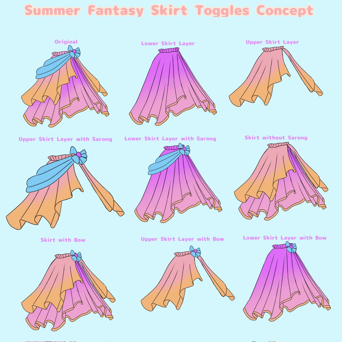 Summer is coming! I made a summer concept for the summer fantasy skirt with 8 new toggles! Likes and rts appreciated <3

#royalehighconcept #royalehigh #royalehighconcepts #beaplaysconcepts @BeaPlaysRBLX
@RH_Concepts101