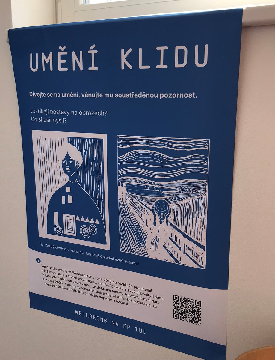 ZVorsilka's tweet photo. Součástí naší offlineové wellbeingové podpory na chodbách FP TUL je i interpretační aktivita s náměty výtvarných děl souvisejících se vzděláváním. A všichni se moc bavíme:) https://t.co/zoKYLi2O2z