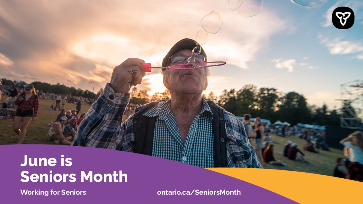 It's #SeniorsMonth in Ontario! Let's recognize all of the hard work and contributions older adults made in communities across Ontario. Connect with a #senior in your life and express how much they mean to you!

#WorkingForSeniors