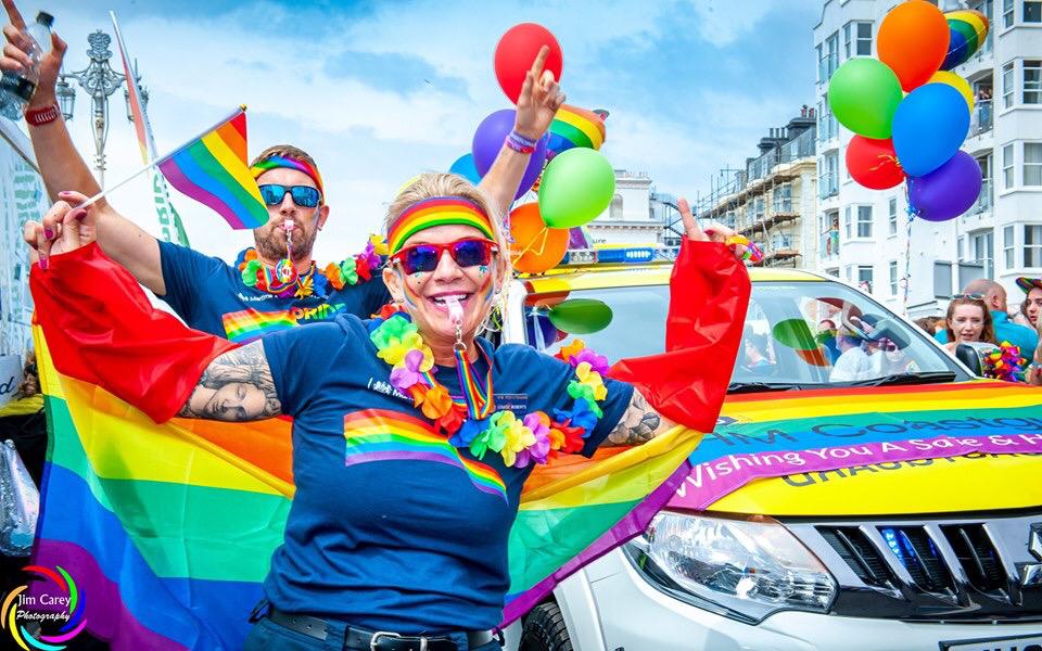 Today marks the start of Pride Month, and all of us at HM Coastguard are thrilled to celebrate our wonderful LGBTQIA+ colleagues this June.

Here are a few members of the Coastguard having fun taking part in the Brighton Pride Parade (<a href="/PrideBrighton/">Brighton & Hove Pride</a>) back in 2019.

#PrideMonth