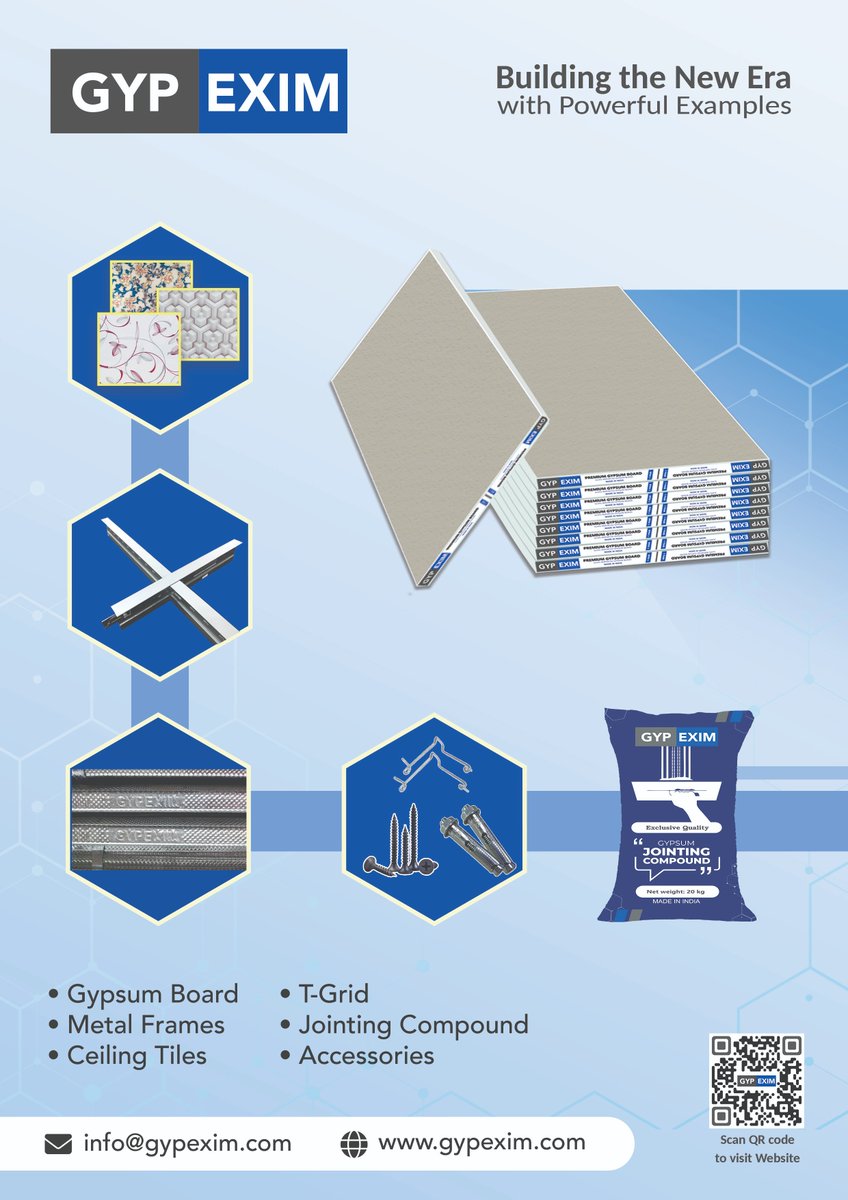 gypexim's tweet image. Latest Products with Latest Technology..
#gypsumboard #jointingcompound
#falseceilingmaterials #accessories #metalframes #tgrid
#pvclaminatesheets #pvclaminatedtiles
Contact us for any dealership enquiries.

#ElonMusk #PrideMonth #latest #Trending