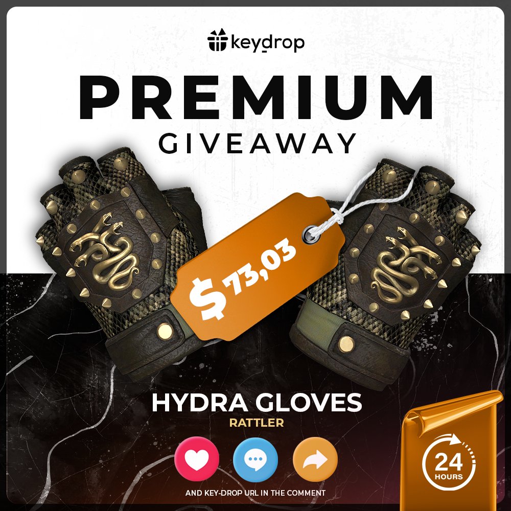 Giveaway on Hydra Gloves | Rattler 🎁

👊 Just leave ❤️ under the post!
🤝 Follow us!
🔁 Retweet!

⏰ Wait 24 hours!

#freeskins #csgoskinsgiveaway #csgoskinsfree #giveaway #airdrop #csgocases #csgocase #csgocommunity #csgoesport #skins #csgoskins #keydrop #keydropcom