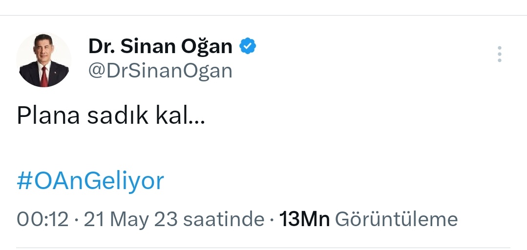 1️⃣0️⃣ Peki, Sinan Oğan 21 Mayıs günü Cumhur ittifakı'na gideceğini açıklamadan önce neden 'plana Sadık kal' tweetini paylaştı? Kime mesaj veriyordu?