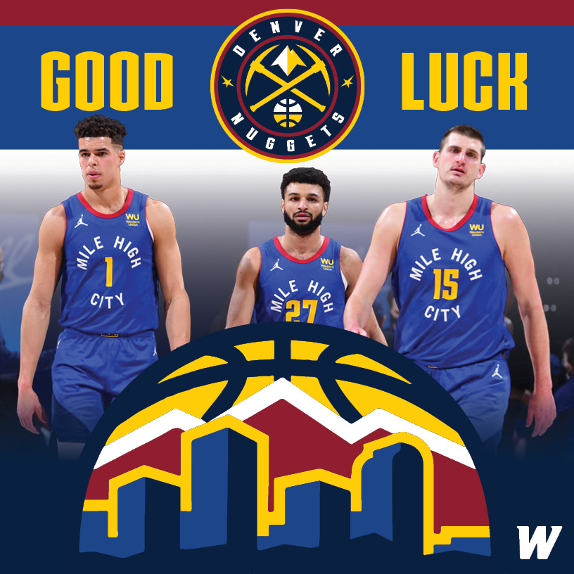 We would like to wish the Denver <a href="/nuggets/">Denver Nuggets</a> good luck in their first #NBAFinals appearance as they take on the Miami Heat tonight here in Denver.

#BringItIn