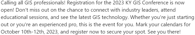 KyGISConference's tweet photo. https://t.co/NjpxyuwNol
#mapping #GIS #kamp https://t.co/lKEABMx5Tb