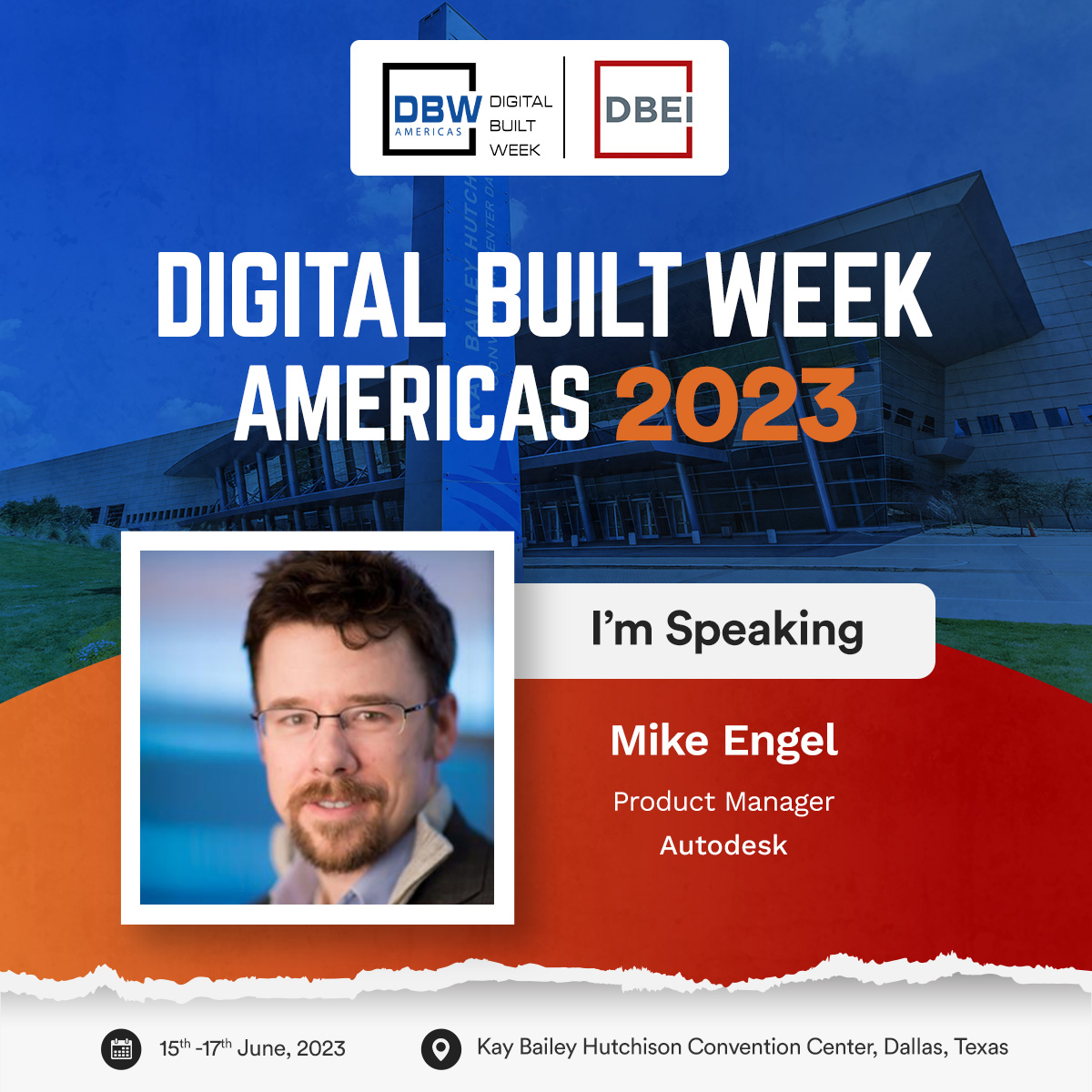 "Its almost time, join me at DBWa2023 to look at the future of AEC."

We're honored to have Mike Engel, Product Manager at Autodesk as a Speaker for #DBWa2023

Click here to register : dbei.org/event/digital-…

#DBWa #DBEI #DBEIevents #DTS2023 #BILT #BCS2023 #Dataday #DBWa2023