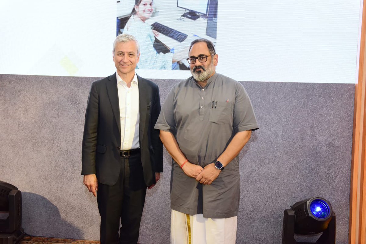 RajeevRC_X's tweet photo. With acceleration in #digitalization post-Covid, there has been a huge demand for talent and skilled workforce in the tech space. 

Our platforms like DGTs, ITIs and STIs are driving the #skilling efforts from the frontline. 

I firmly believe that collaborations like that of @DGT_MSDE and @Microsoft, will play a pivotal role in nurturing talent and Young Indians will get better access to skills that are more relevant in this fast-changing digital age. 

---At the signing of MoU between Microsoft and DGT, @MSDESkillIndia.

#IndiaTechade #NewIndia