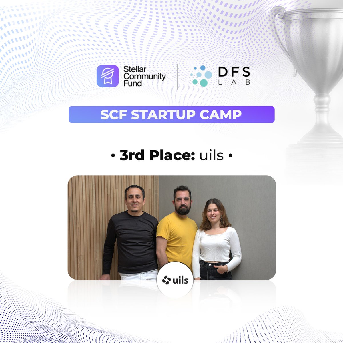 dfsventures's tweet photo. Introducing our 3rd runner-up for #SCFStartupCamp: uils🥉 
uils harnesses #blockchain to promote #financialinclusion gig workers.  
Read about their #SCFStartupCamp journey here: https://t.co/Xp7ncoZqSm; 
And apply for the next cohort of #SCFStartupCamp. https://t.co/XTOYckFa4a https://t.co/nFZftLckgD