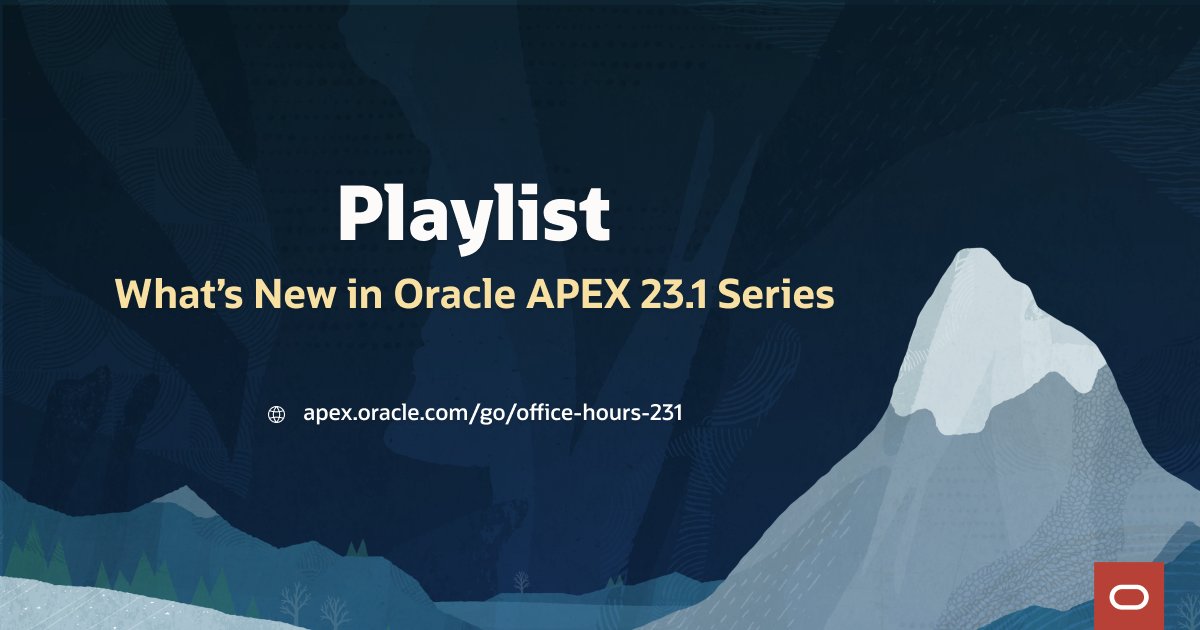 🎥 Oracle APEX 23.1 New Features recording sessions are now available! ✅ apex.oracle.com/go/office-hour… #orclAPEX #LowCode #Oracle #OCI #apex231