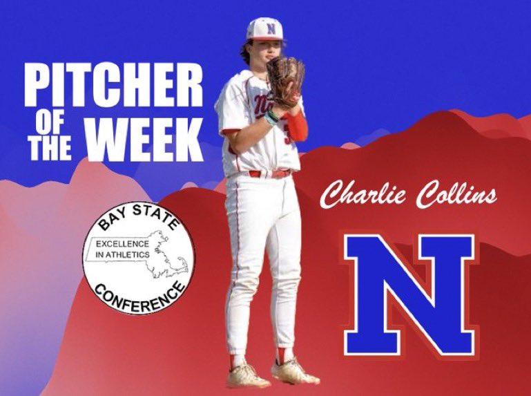 BSC PITCHER OF THE WEEK 5/21-5/27

Charlie Collins <a href="/NatickBaseball/">NHS Baseball</a> 
1-1, 13IP, 8H, 3ER, 14K, 2BB

@BostonHeraldHS <a href="/mattyfeld612/">Matt Feld</a>