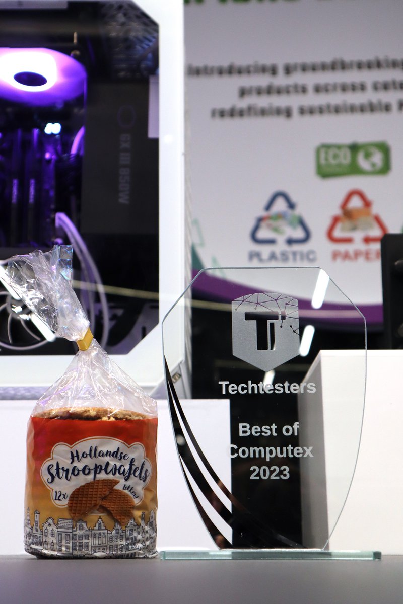 coolermasternl's tweet photo. Onze Cube 500 en Masterliquid Atmos hebben de award van @TechTesterseu gewonnen. Best of Computex 2023! Stroopwafel iemand?
#computex #coolermaster #techtesters #award #bestofcomputex https://t.co/uG2nzGjIGY