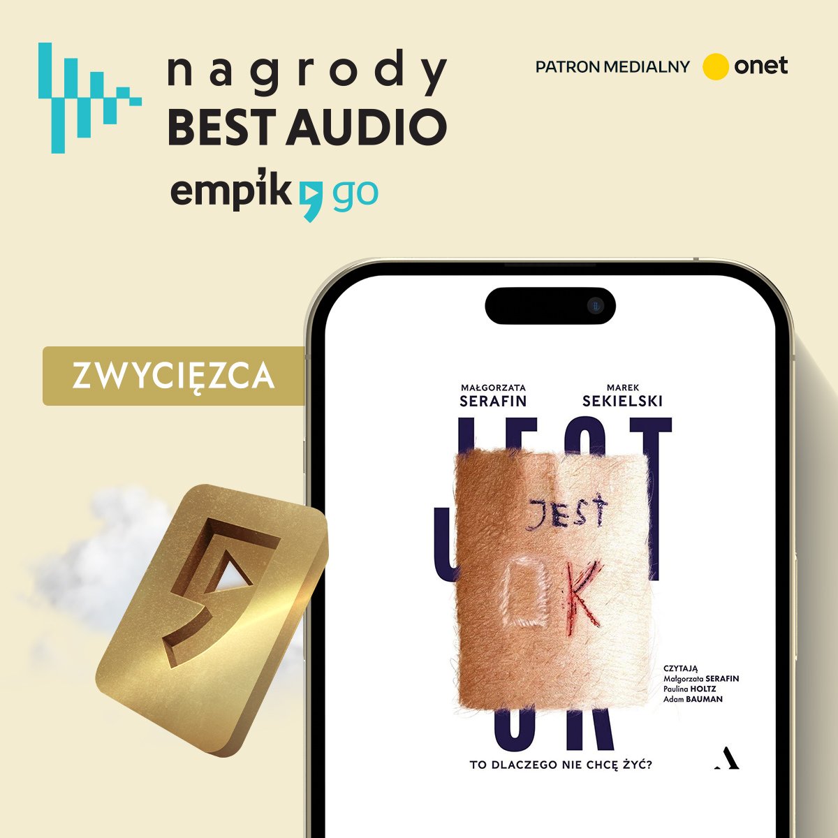 wyd_agora's tweet photo. Mamy to! Audiobook książki "Jest OK. To dlaczego nie chcę żyć?" Tomasza Sekielskego i @GoskaSerafin otrzymał nagrodę Best Audio @EmpikGo w kategorii Prawdziwe Historie.
Gratulujemy autorom książki i lektorom. 📓🎧
@HoltzPaulina, Adam Bauman
#bestaudio #nagroda #audiobook https://t.co/2zUTZI1XYY