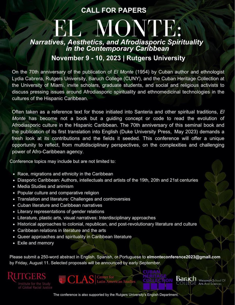 SosaCab2's tweet photo. Finally here📚🥳!!: "El Monte: Narratives, Aesthetics, and Afrodiasporic Spirituality in the Contemporary Caribbean" #CallForPapers
#cubanstudies 
#Caribbean https://t.co/LeLIhlMbKy
