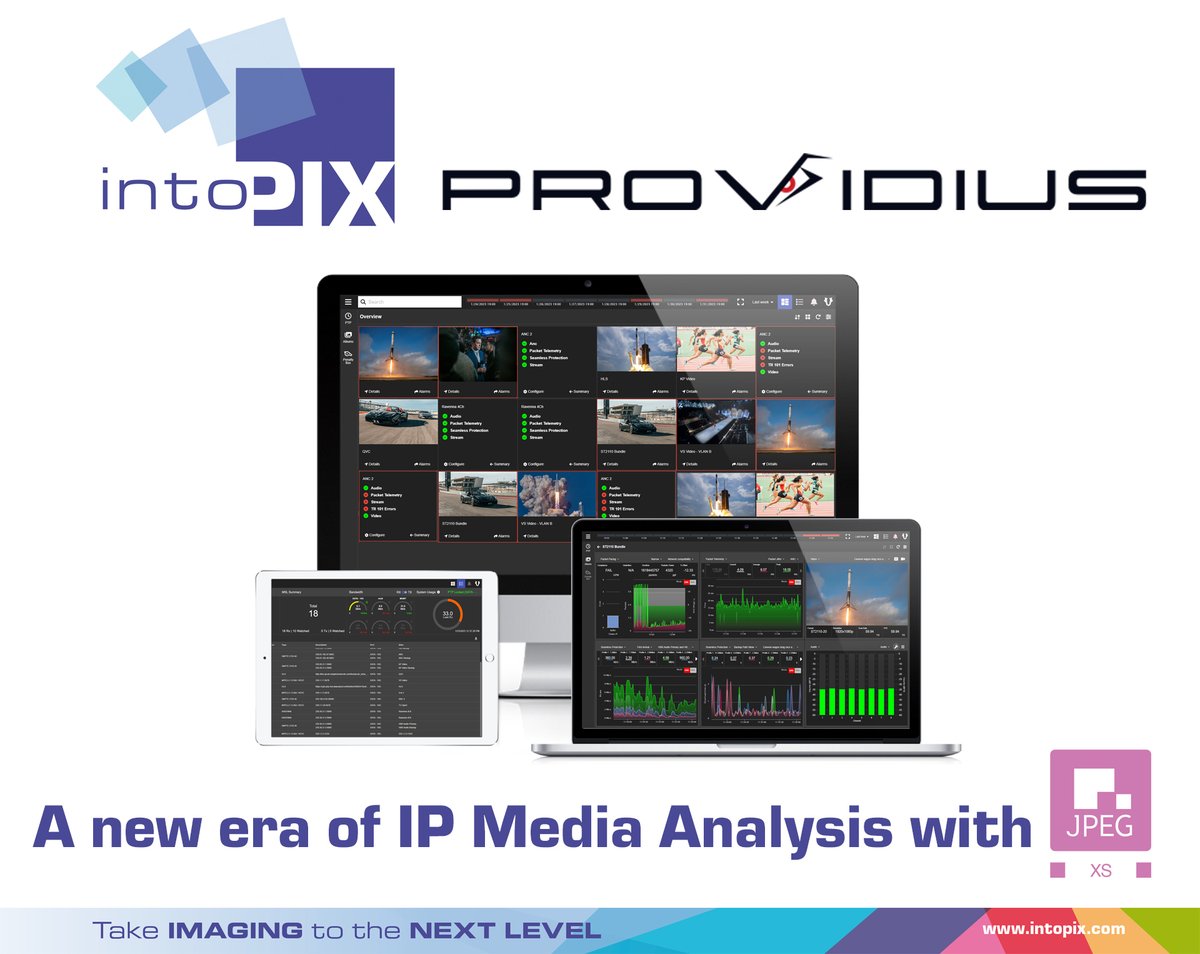 The game-changing addition of @intoPIX #JPEGXS codec by @Providius heralds a new era of #IPmedia analysis! The #Providius Integration of #intoPIX JPEG XS Codec Empowers Support for all #Broadcast Formats, from #ST2110-22 to #IPMX READ MORE : zurl.co/MYI5. @InfoComm