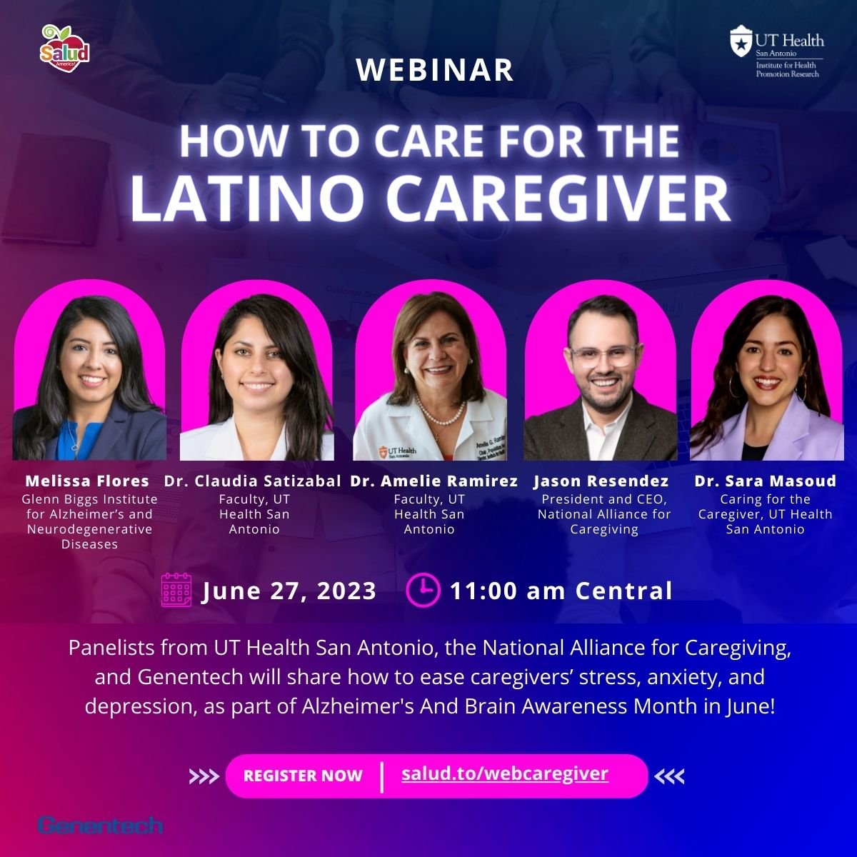 Thrilled to join @UTHealthSA, @SaludAmerica and this amazing group of of women for a conversation on building the infrastructure we need to support Latin@ caregivers. Join us: uthealthsa.zoom.us/webinar/regist… #CaregivingInTheUS #ActOnRAISE