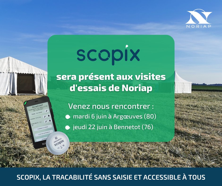La semaine prochaine, nous irons à la rencontre des adhérents <a href="/noriapcoop/">noriap</a>  lors leurs des visites d'essais 🌱😄 L'occasion de présenter les nombreux avantages de #Scopix, la solution de traçabilité sans saisie ! 👍 <a href="/GuillaumeBOYET/">Guillaume Boyet - NORIAP 🧢</a> <a href="/EstelleCleuet/">Cleuet Estelle NORIAP</a> <a href="/DufosseFrdric3/">Dufosse Frédéric</a> @decas1972