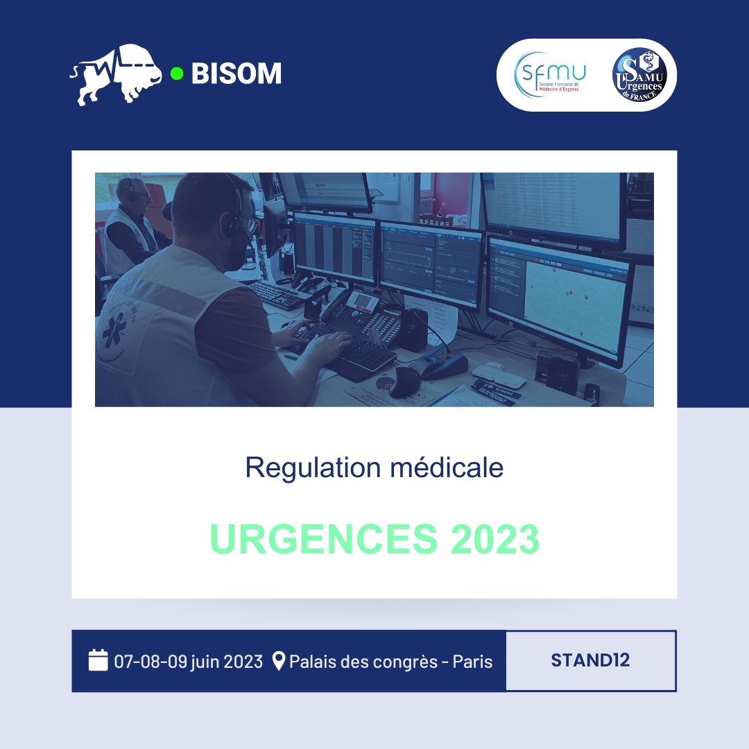BISOM se décline également dans une nouvelle solution de régulation médicale.
 
Nous intégrons les fonctions socles de l'<a href="/esante_gouv_fr/">Agence du Numérique en Santé</a>.
📆A découvrir mercredi 7 juin 11h30 Stand 12 lors de <a href="/CongresUrgences/">Urgences Le Congrès</a> 

#urgences2023 #samu #esante #regulation #sas
<a href="/SFMU_MS/">SFMU</a> <a href="/AFARM_SAMU/">AFARM</a>