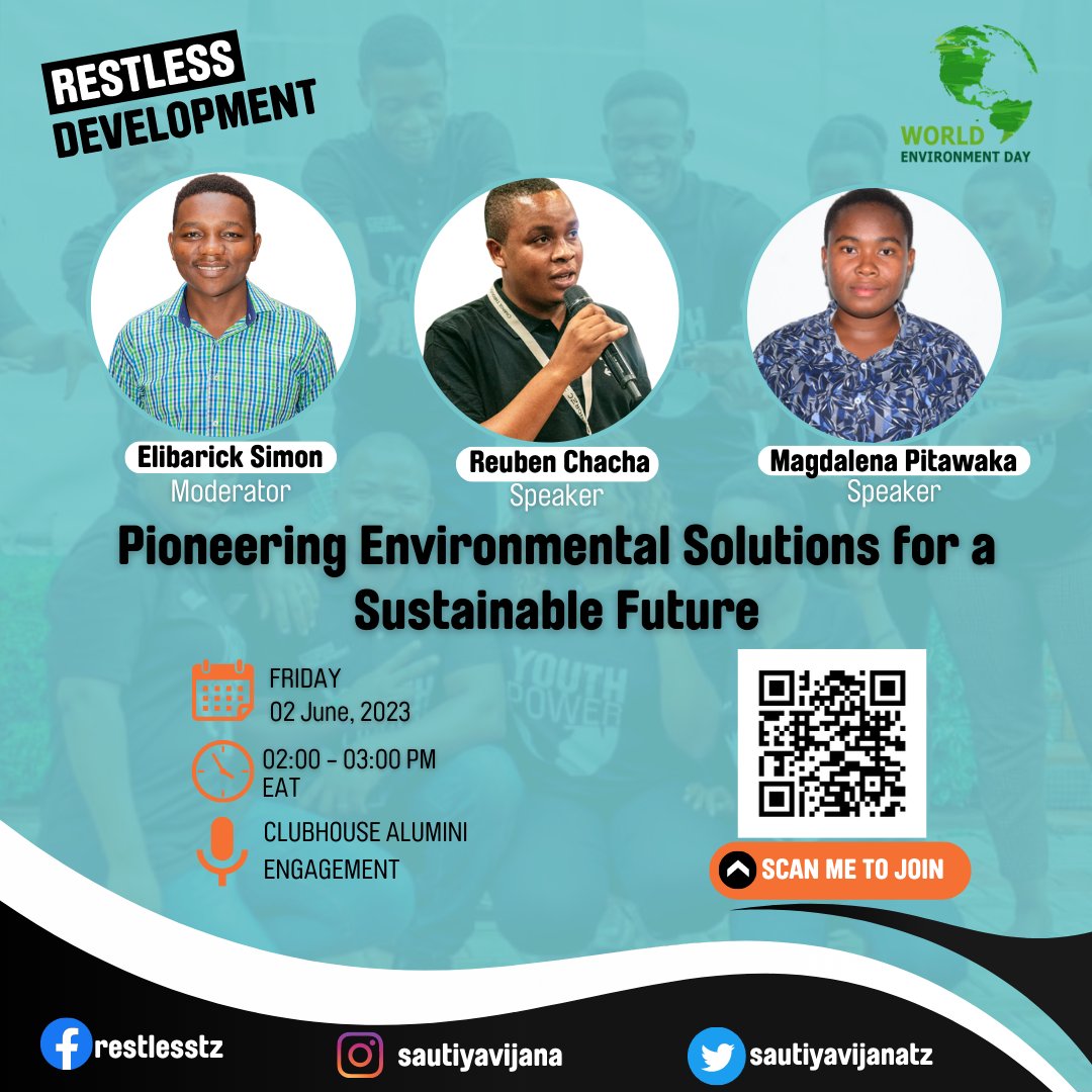 Join us tomorrow on Clubhouse as we explore game-changing solutions for a more sustainable world. 

Let's discuss the path to a brighter future for our Environment.

#YouthPower  #WorldEnvironmentDay #GreenInnovations #Sustainability #RenewableEnergy #LifeOnLand #ClimateAction