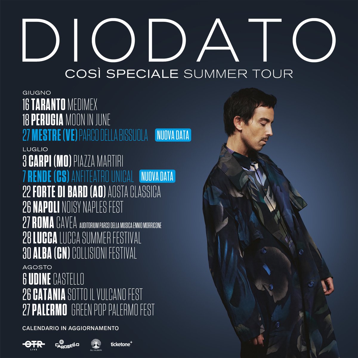 OTRlive's tweet photo. Il #CosìSpecialeSummerTour di @DiodatoMusic sbarca a Mestre e a Rende!

Maggiori informazioni su https://t.co/XXW3duKBPz

#Diodato #OTRLive https://t.co/vySfFTy0Fm