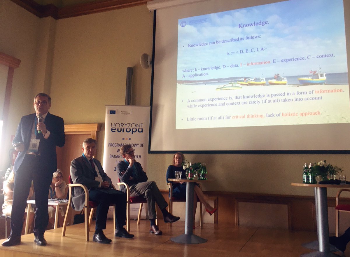 Juljeta22's tweet photo. Formula of proper #knowledge presented by Tymos Zielinski @#BalticBlue2023: k:= <D,I,E,C,A> where k=knowledge, D=data, I= information, E=experience, C=context, A=application 
#Conclusion: knowledge is useless without application! #research #innovation #implementation https://t.co/HRrmkAmDT3