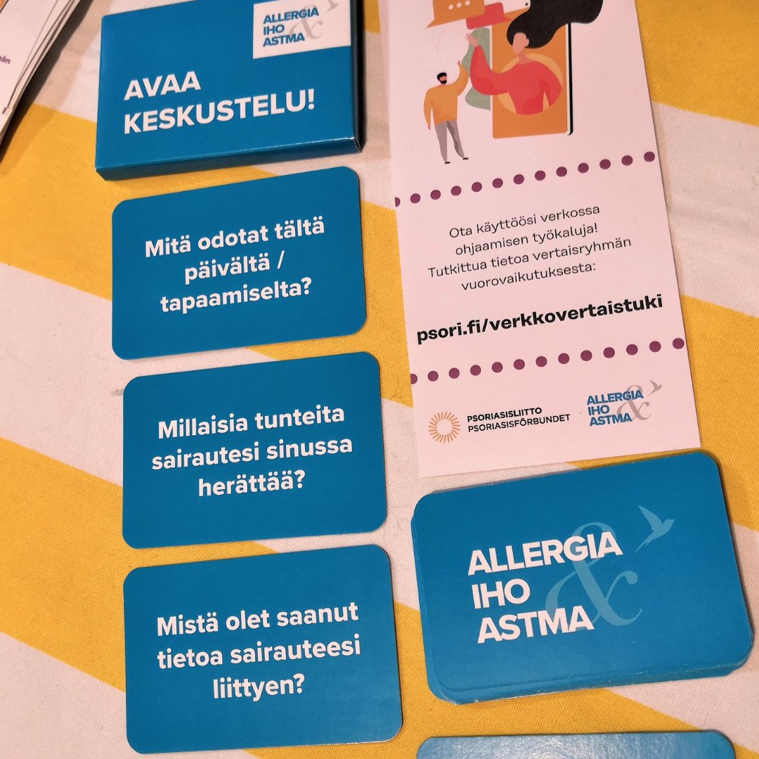 Ihana kuulla, että #kuntoutuspäivät -tapahtumassa meidän <a href="/Allergia_astma/">Allergia Iho Astma</a> vertaiskeskustelukortit herättävät kiinnostusta ja kiitosta! Kortit ovat kaikkien ladattavissa allergia.fi/vertaistreffit 

#vertaistuki #järjestöt #vertaistreffit #vertaistapaaminen