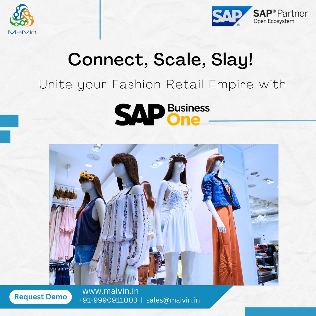 Seamlessly connect your Fashion Retail Empire with #SAP Business One! Whether you have one store or a global network, MaiVin RetailPro provides centralized control, real-time visibility, and scalability to support your growth.

#FashionRetail #SAPBusinessOne #ERP #ERPsolutions