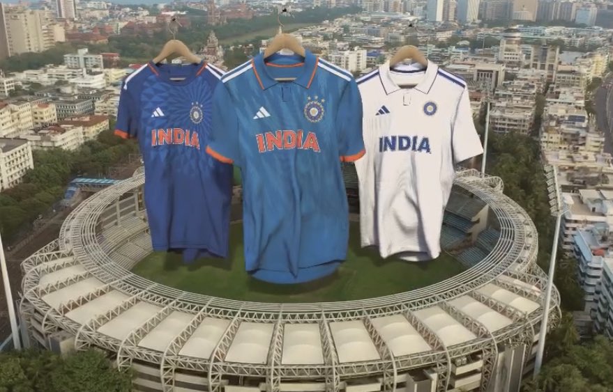 Dark blue without collar - T20I. Light blue with collar - ODI. White Jersey - Test. Adidas has done a great work!