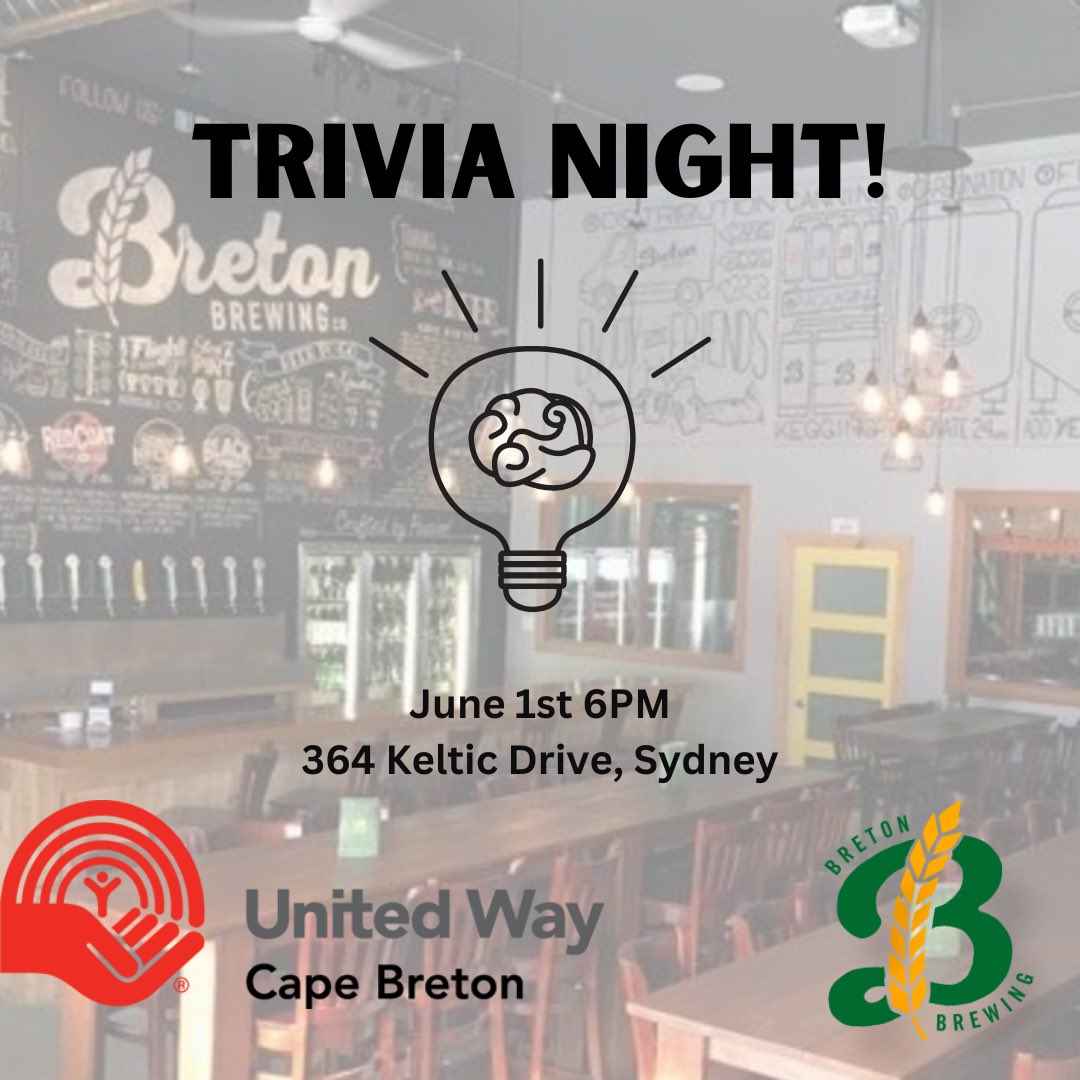 We are the charity of choice for the trivia nights in June at Breton Brewing!! Join us tonight at 6pm!