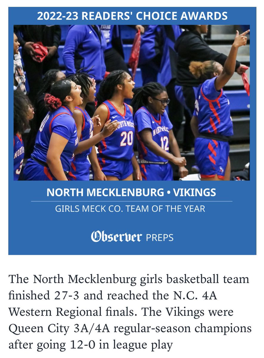 Thank you to the readers and viewers of <a href="/charlottepreps/">Observer Preps</a> for voting for this special group of young ladies!💙❤️
<a href="/NM_Vikings/">North Mecklenburg Athletics</a>