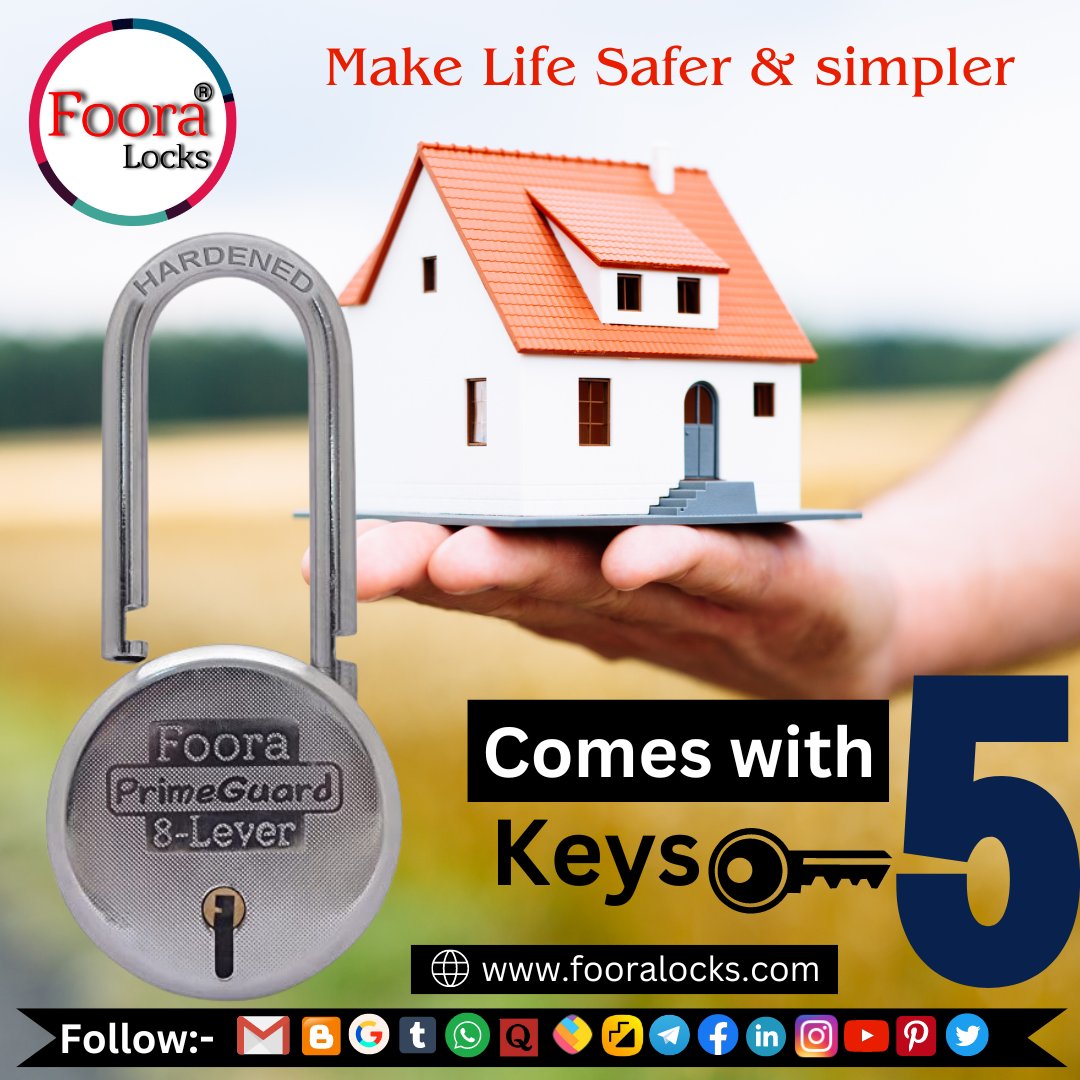 Foora Locks- Modern/Nidar Bharat Ki Pehchaan

Visit :-www.fooralocks.com

#lockandkey #doorlocks #shutterlock #padlocks #lockwith5keys
#securehome #home #shutterlock #padlocks #hardwareandlocks #hardwareshop #BuyNowPayLater #buynow