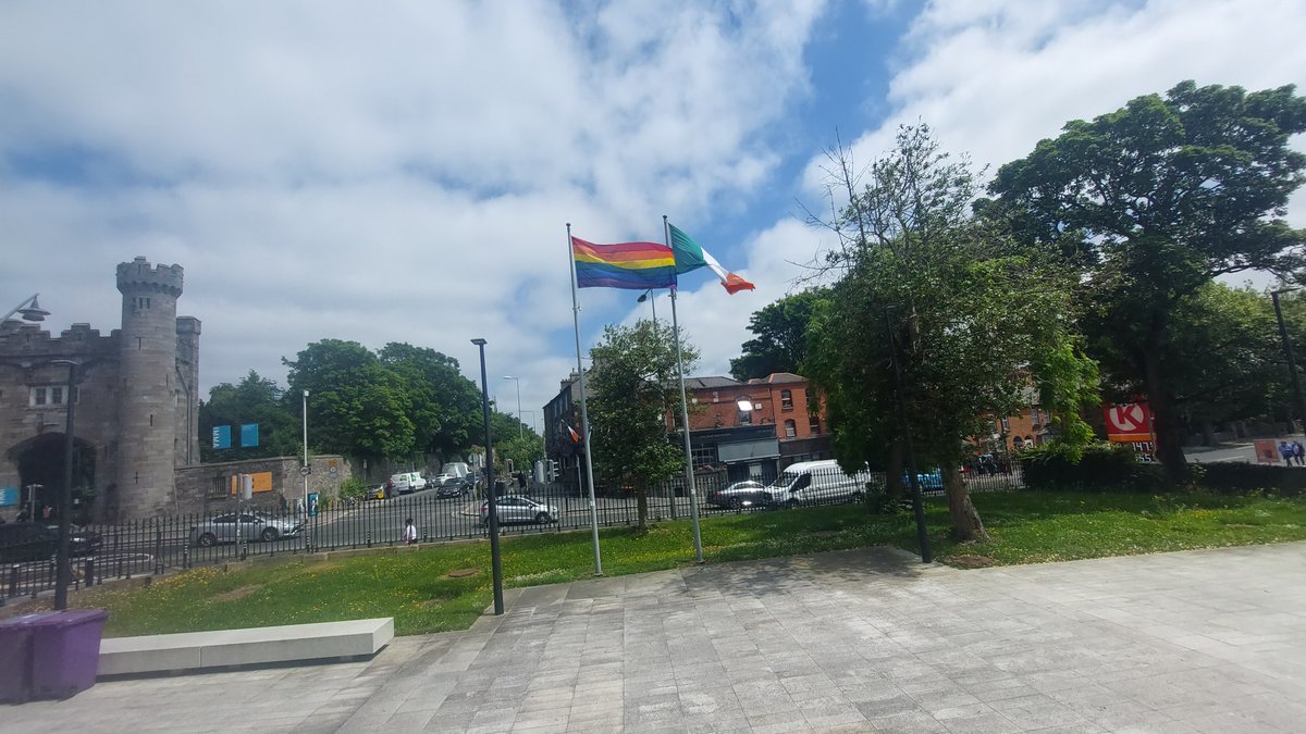 KilmainhamOPW's tweet photo. We are flying the rainbow flag for Pride Month in recognition of Kilmainham Gaol's importance in Irish LGBT+ history. We are also running two Queer History tours of the Gaol on Saturday, 17 June at 1pm and 4pm. Booking is via eventbrite. https://t.co/KfdT7m2EhY https://t.co/EcYF5T8ztk