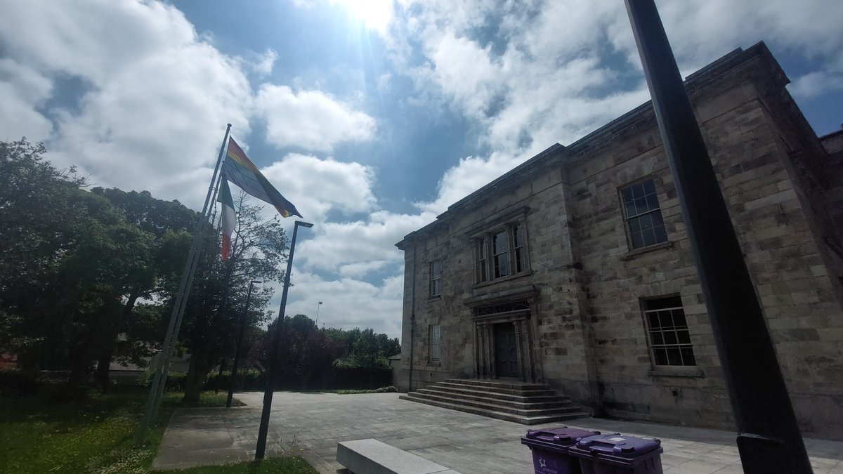 KilmainhamOPW's tweet photo. We are flying the rainbow flag for Pride Month in recognition of Kilmainham Gaol's importance in Irish LGBT+ history. We are also running two Queer History tours of the Gaol on Saturday, 17 June at 1pm and 4pm. Booking is via eventbrite. https://t.co/KfdT7m2EhY https://t.co/EcYF5T8ztk