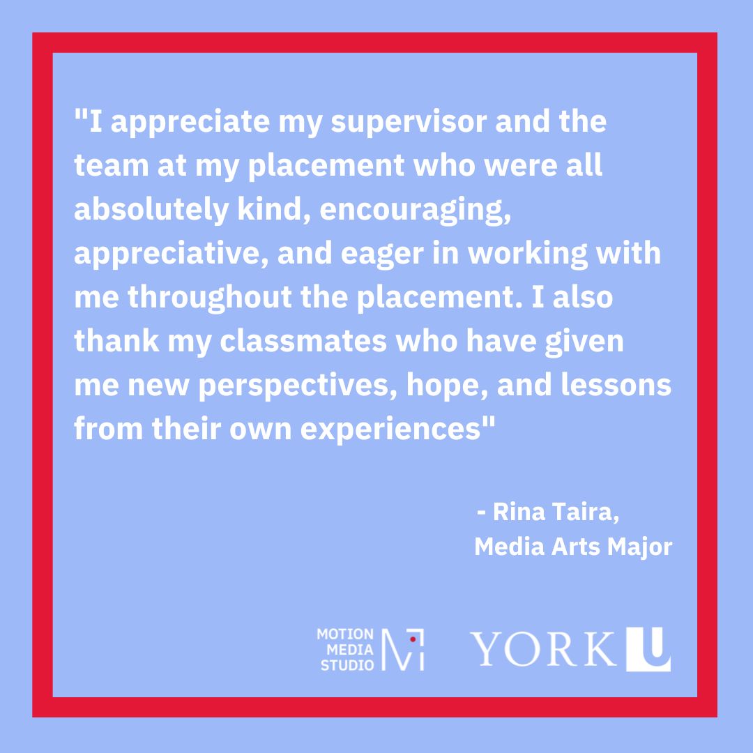 York U Motion Media Studio (@yorkmotion) on Twitter photo Field Placements: Student Testimonials #YUMMS <a href="/YorkuAMPD/">York U AMPD</a> <a href="/YorkUCMA/">Dept. of Cinema and Media Arts, York University</a> <a href="/FSA_YorkU/">Film Students Association</a> #mediaarts #experience #PERSPECTIVE #mentorship #lessons #workforcedevelopment #knowledge #communication #success #Industry Field Placements: Student Testimonials #YUMMS <a href="/YorkuAMPD/">York U AMPD</a> <a href="/YorkUCMA/">Dept. of Cinema and Media Arts, York University</a> <a href="/FSA_YorkU/">Film Students Association</a> #mediaarts #experience #PERSPECTIVE #mentorship #lessons #workforcedevelopment #knowledge #communication #success #Industry