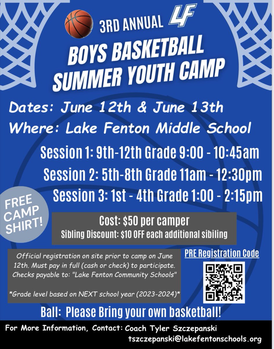 Attention all 1st-12th graders: be sure to sign up for our 3rd annual Summer Basketball Camp!! ONLY 11 MORE DAYS UNTIL CAMP BEGINS! 🏀 😈
