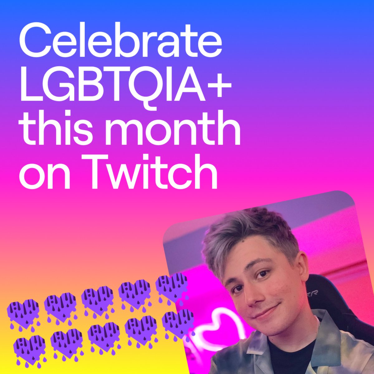 I am so happy that I can now tell you all! This year I am a featured creator apart of Twitch’s Pride Month celebration’s! 🏳️‍🌈

I’ll be on the Front Page on June 9th and I can’t wait to celebrate and have fun all month long with y’all! 🥳

Happy Pride 🏳️‍🌈💗 #TogetherForPride…