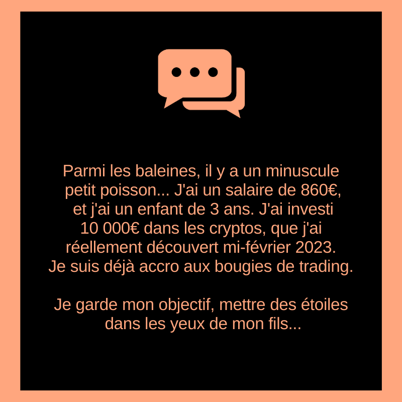 UlysseEclaireur's tweet photo. Parmi les baleines, il y a un minuscule petit poisson... J'ai un salaire de 860€, et j'ai un enfant de 3 ans. J'ai investi 10 000€ dans les cryptos, que j'ai réellement découvert mi-février 2023. Je suis déjà accro aux bougies de trading. https://t.co/1aipDwVZfz