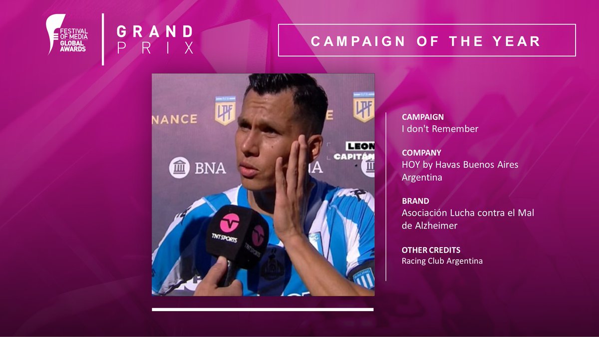 The moment we have all been waiting for... The Grand Prix! Up first is Campaign of the Year which goes to <a href="/HavasMediaGroup/">Havas Media Group</a> Argentina for I don't Remember! Congratulations are in order to the whole team! #FOMG23