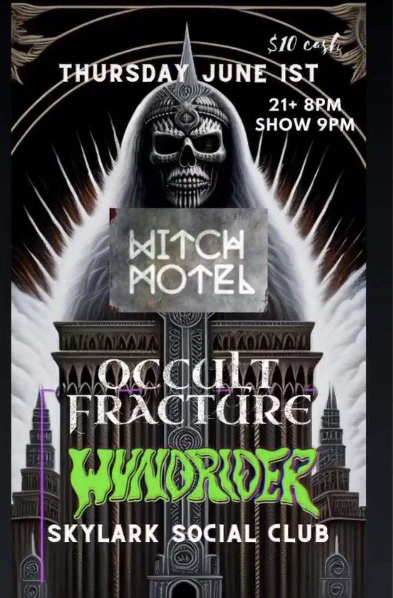 AngelBeeBass's tweet photo. @OccultFracture back on US soil. Getting loud tonight at Skylark w/Wyndrider & Witch Motel #rock #doom #diy #ncdoom #TNDoom #thursdayvibes https://t.co/RXEdAU5SsB