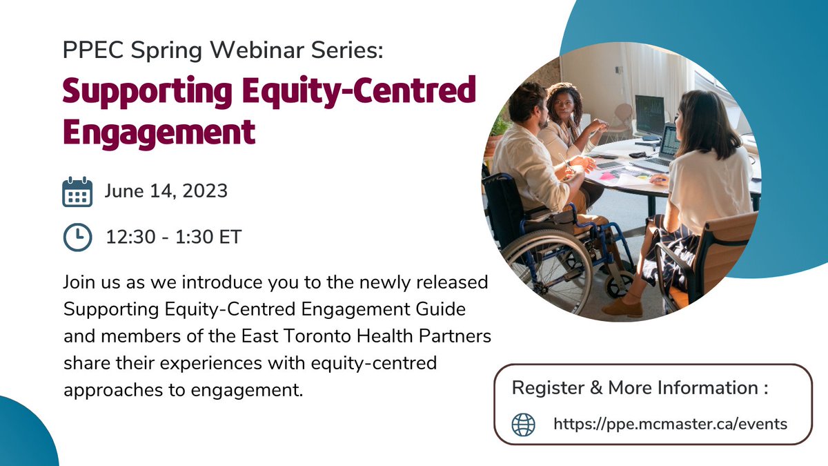 Curious about equity-centred approaches to engagement? Join us at our June 14th webinar where we will share a resource to support your work and hear from members of @ETHPnews about their experiences. To register and for more information visit: ppe.mcmaster.ca/events/support…