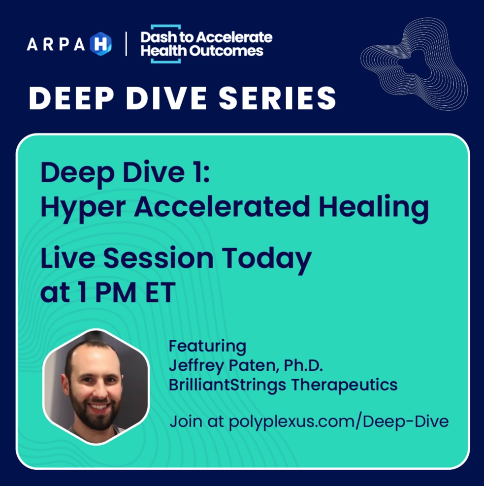 polyplexors's tweet image. 📣 Today is the day! Join us for the first Deep Dive Series 1 live session at 1pm ET, at Polyplexus.com/Deep-Dive.

Don't miss the opportunity to learn more &amp;amp; ask questions about Hyper Accelerated Healing, submitted by Jeffrey Paten.
#ARPAHDash #Polyplexus #Health