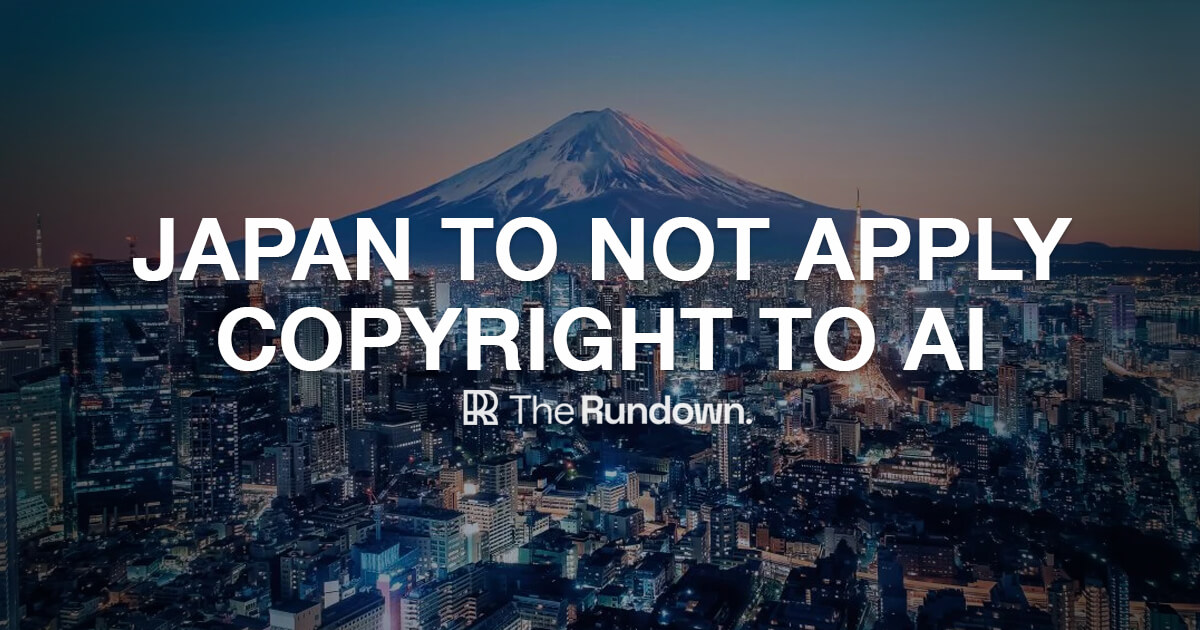 Top stories in AI today:

-UAE’s Open-Source AI Model Becomes Royalty Free
-Instacart Releases AI Shopping Buddy
-Japan Hops On the AI Train
-10 fresh new AI tools &amp; resources

Read more here: therundown.ai/p/japan-goes-a…