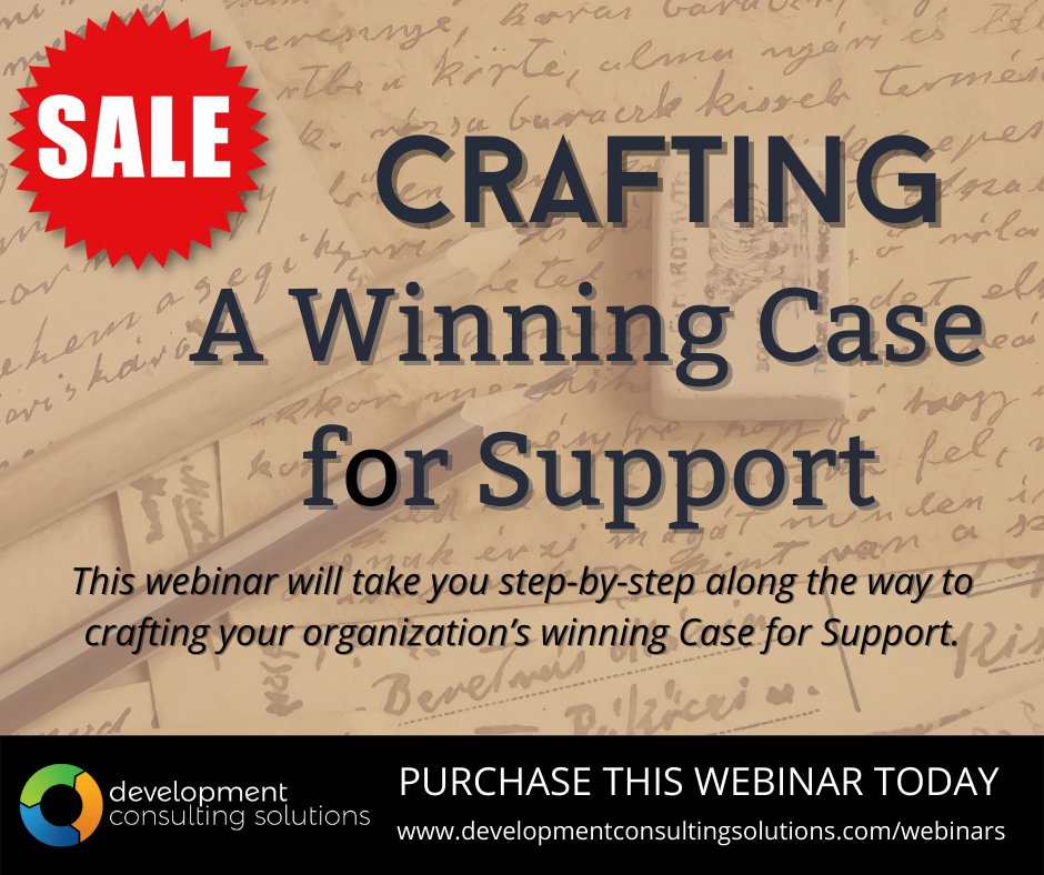 Craft a Winning Case for Support

Purchase this webinar today: developmentconsultingsolutions.com/webinars

#coaching #nonprofit #fundraising #fundraisingideas #charityfundraiser